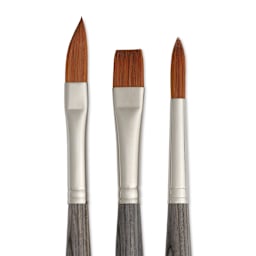 Da Vinci Colineo Synthetic Kolinsky Sable Brushes - Set of 3, close-up of the brushes