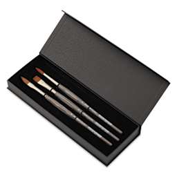 Da Vinci Colineo Synthetic Kolinsky Sable Brushes - Set of 3, short handle brushes inside of gift box