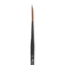 Raphaël Stradivarius Synthetic Kolinsky Sable Brush - Rigger, Size 6, Short Handle, close-up