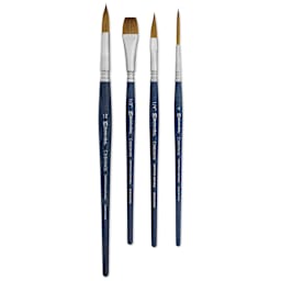 Escoda Chronos Synthetic Brushes - Series 8910, Set of 4, Short Handle, laid out