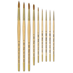 Silver Brush Silver Kolinsky Red Sable Brushes, 9 Round brushes spread out