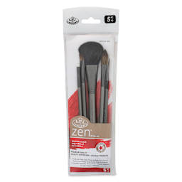 Royal & Langnickel Zen Synthetic Watercolor Brushes - Mop Variety, Set of 5, front of the packaging