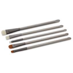 Royal & Langnickel Zen Watercolor Brushes - Scrubber, Short Handle, Set of 5, brushes laid out