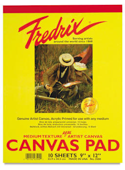 Fredrix Canvas Pads - Front view of Cover of pad