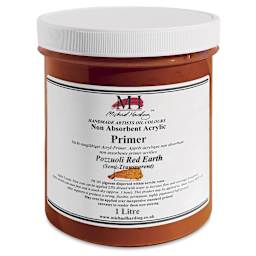 Michael Harding Non-Absorbent Acrylic Primer - Pozzuoli Red Earth (Semi-Transparent), 1 Liter, Jar