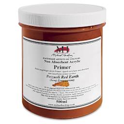 Michael Harding Non-Absorbent Acrylic Primer - Pozzuoli Red Earth (Semi-Transparent), 500 ml, Jar
