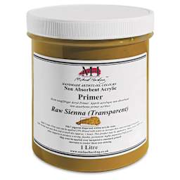 Michael Harding Non-Absorbent Acrylic Primer - Raw Sienna (Transparent), 1 Liter, Jar