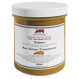 Michael Harding Non-Absorbent Acrylic Primer - Raw Sienna (Transparent), 500 ml, Jar