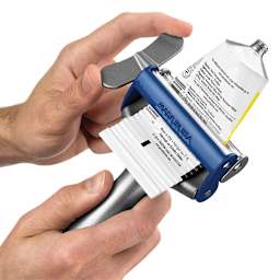 Big Squeeze Tube Squeezer - Hands showing underside of Squeezer with paint tube inserted