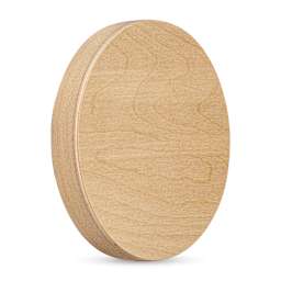 American Easel Cradled Round Birch Painting Panel - 6" Dia. x 7/8" D (Front, Angled view)