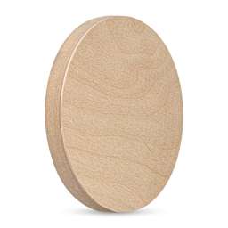 American Easel Cradled Round Birch Painting Panel - 8" Dia. x 7/8" D (Front, Angled view)