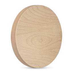 American Easel Cradled Round Birch Painting Panel - 10" Dia. x 7/8" D (Front, Angled view)