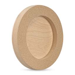 American Easel Cradled Round Birch Painting Panel - 10" Dia. x 7/8" D (Back, Angled view)
