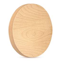 American Easel Cradled Round Birch Painting Panel - 12" Dia. x 7/8" D (Front, Angled view)