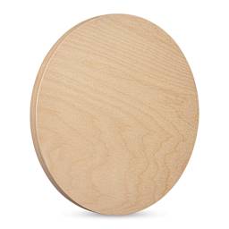 American Easel Cradled Round Birch Painting Panel - 14" Dia. x 7/8" D (Front, Angled view)
