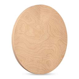 American Easel Cradled Round Birch Painting Panel - 16" Dia. x 7/8" D (Front, Angled view)