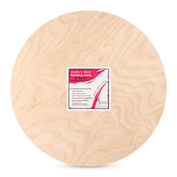 American Easel Cradled Round Birch Painting Panel - 18" Dia. x 7/8" D (Front with label)