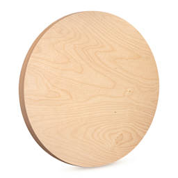 American Easel Cradled Round Birch Painting Panel - 20" Dia. x 7/8" D (Front, Angled view)