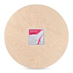 American Easel Cradled Round Birch Painting Panel - 20" Dia. x 7/8" D (Front view with label)