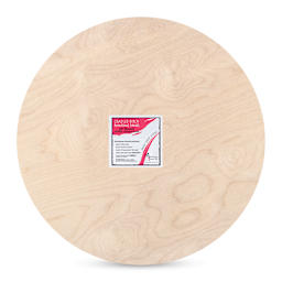 American Easel Cradled Round Birch Painting Panel - 24" Dia. x 7/8" D (Front view with label)