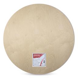 American Easel Cradled Round Birch Painting Panel - 48" Dia. x 7/8" D - front of packaging