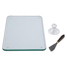 Paint Muller Set of 3 - Muller, grinding plate and palette knife separated