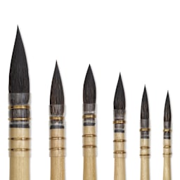 Da Vinci Petit Gris Pur Blue Squirrel Brush - 4015 Quill, Set of 6, close-up