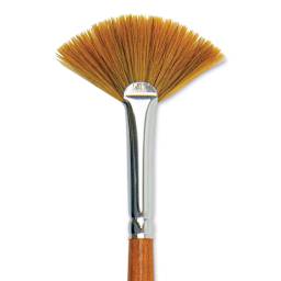 Silver Brush Golden Natural Brush - Fan, Short Handle, Size 2 close up