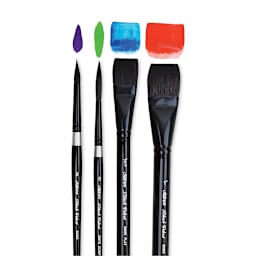 Silver Brush Black Velvet Watercolor Brush Set - Pro, Set of 4 (with example strokes)