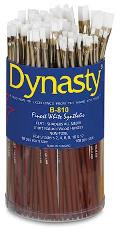 
Finest White Synthetic Flat Shader, 108 Brush Assortment Short Handle Outside of Package