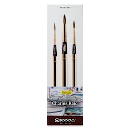 Escoda Reserva Kolinsky-Tajmyr Sable Brush - Charles Reid Signature Brush Set, Pocket Round, front of pack