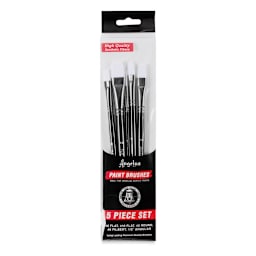 Angelus Synthetic Paint Brush Set - Assorted, Set of 5, Short Handle (in package)