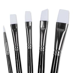 Angelus Synthetic Paint Brush Set - Assorted, Set of 5, Short Handle (close-up of hair)