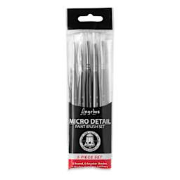 Angelus Synthetic Paint Brush Set - Micro Detail, Set of 5, Short Handle (in the package)