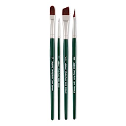 Silver Brush Ruby Satin Synthetic Brushes - Basics, Set of 4, Short Handle