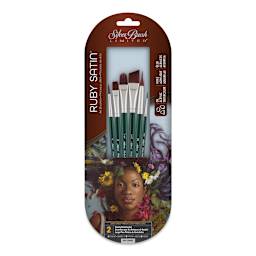 Silver Brush Ruby Satin Synthetic Brushes - Starter, Set of 6, Short Handle (front of package)