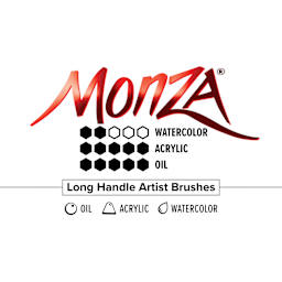 Monza long handle brush chart for watercolor, acrylic and oil paints