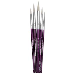 Silver Brush Silver Silk 88 Synthetic Brushes - Short Handle, Ultra Round, Set of 5, brushes laid out
