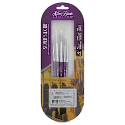 Silver Brush Silver Silk 88 Synthetic Brushes - Short Handle, Ultra Round, Set of 5, front of pack