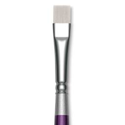 Silver Brush Silver Silk 88 Synthetic Brush - Short Handle, Chisel Blender, Size 4, close-up
