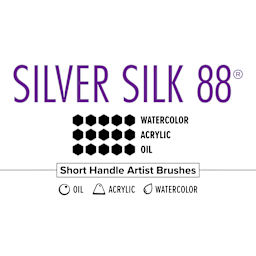 Silver Silk 88 short handle brush chart for watercolor, acrylic and oil paints