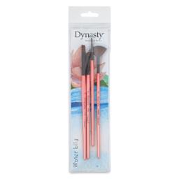 Dynasty Water Lily Watercolor Brushes - Set 5, Set of 4, brushes inside of the packaging