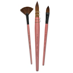 Dynasty Water Lily Watercolor Brushes - Set 12, Short Handle, Set of 3