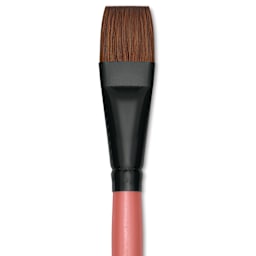 Dynasty Water Lily Watercolor Brush - Short Handle, Flat, Size 3/4", close-up