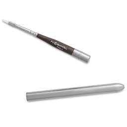 Escoda Perla Toray White Synthetic Travel Brush - Bright, Short Handle, Size 2, handle and brush top