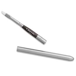 Escoda Perla Toray White Synthetic Travel Brush - Bright, Short Handle, Size 4, handle and brush top