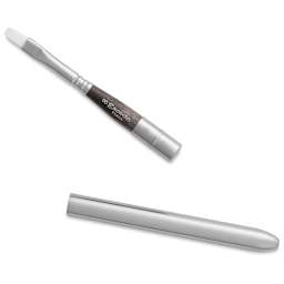 Escoda Perla Toray White Synthetic Travel Brush - Bright, Short Handle, Size 8, handle and brush top