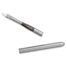 Escoda Perla Toray White Synthetic Travel Brush - Bright, Short Handle, Size 10, handle and brush top