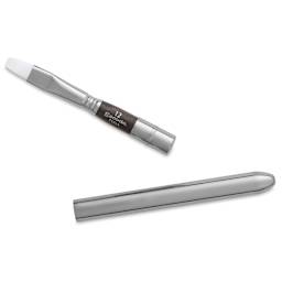 Escoda Perla Toray White Synthetic Travel Brush - Bright, Short Handle, Size 12, handle and brush top