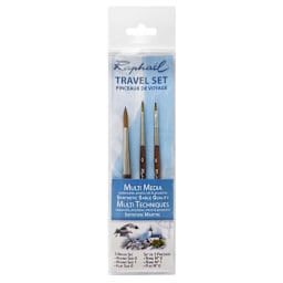 Raphaël Precision Mini Brushes - Set of 3, Short Handle, Travel Round and Flat